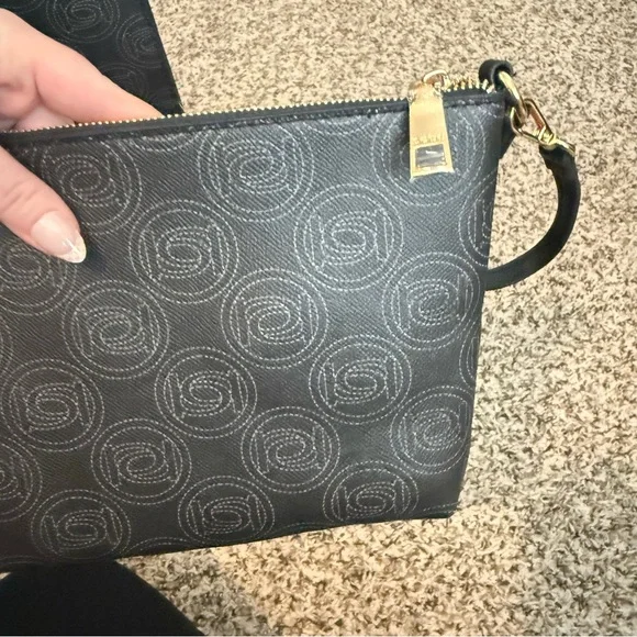 Bebe Los Angeles Monogram Logo Large Women’s Tote Bag with Matching Makeup Bag - Picture 12 of 15